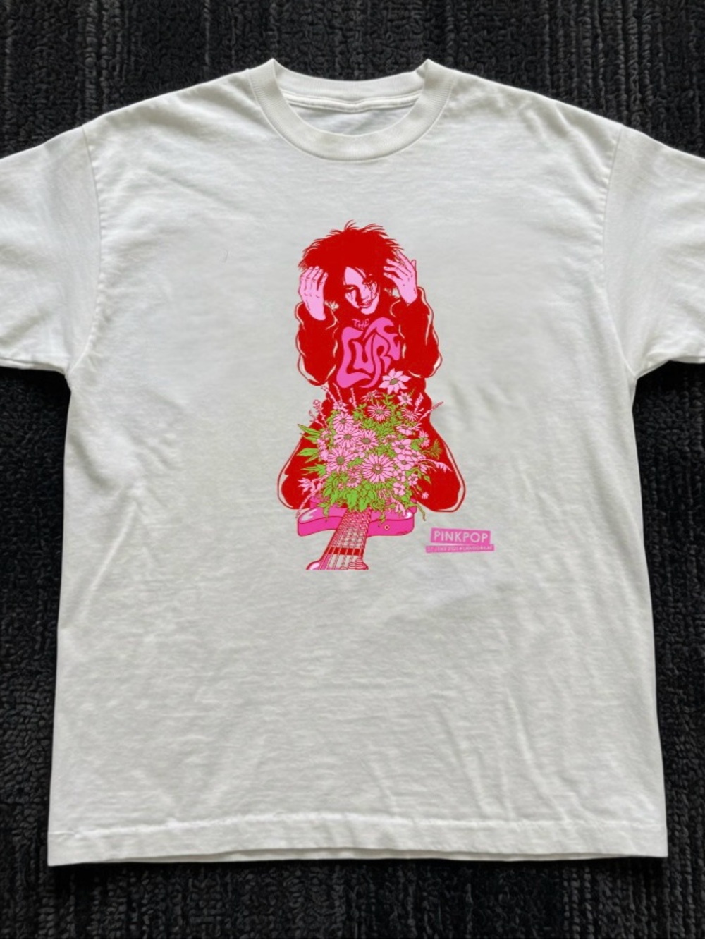 White The Cure with Pink & Red Floral Design